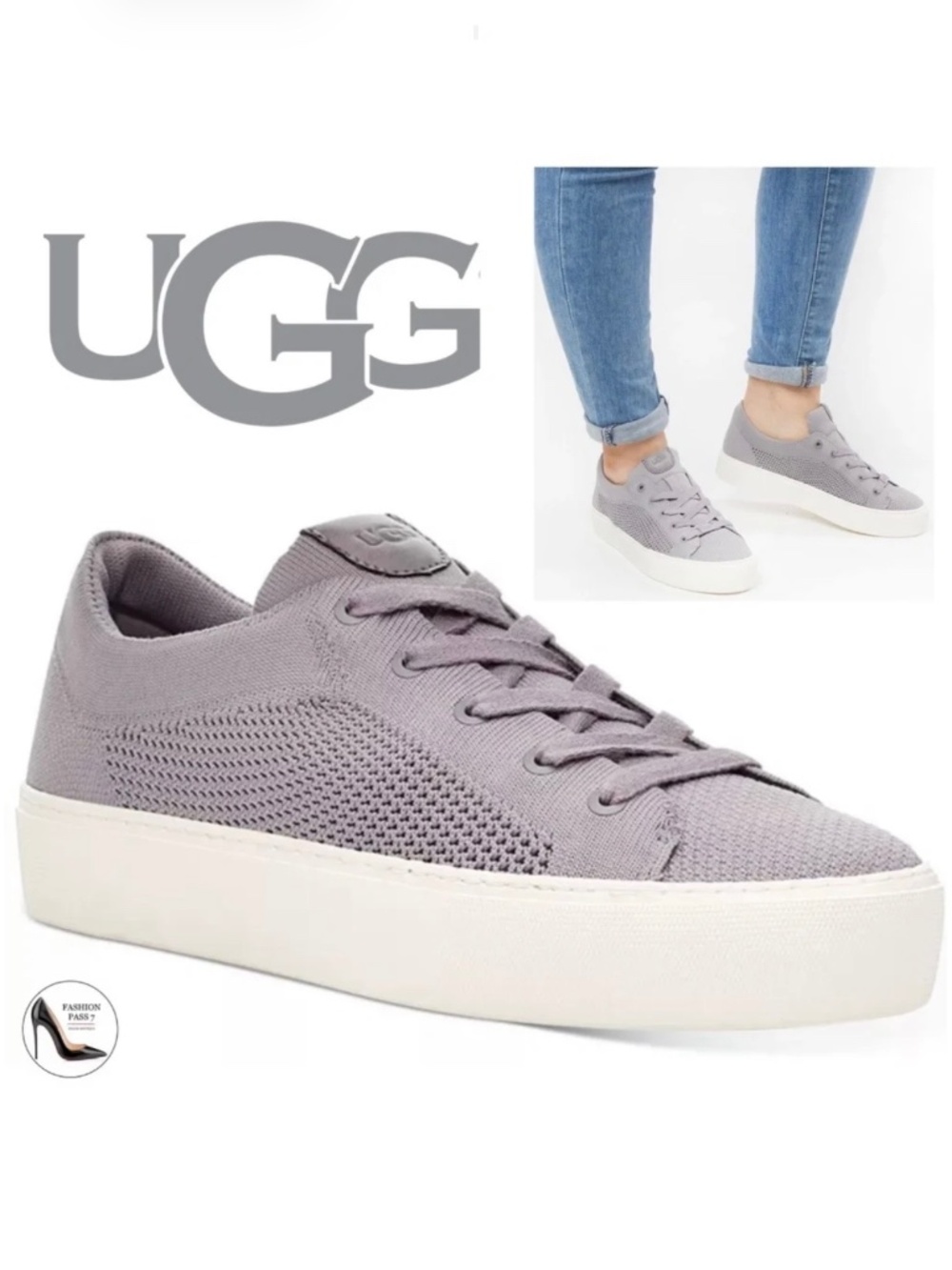 UGG Women's Zilo Knit Soft Amethyst Grey Fashion Sneakers Designer Trainers 8